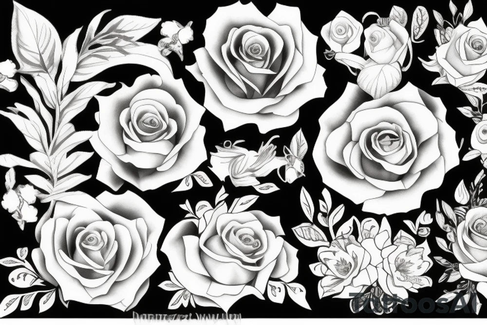 Cameo surrounded by flowers tattoo idea