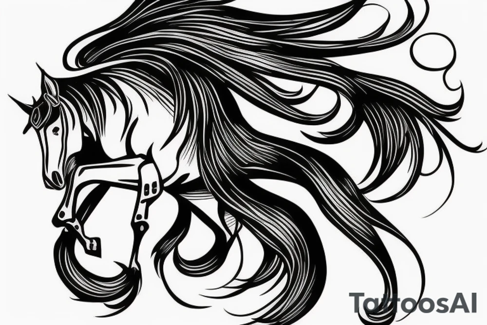 black horse with samurai tattoo idea