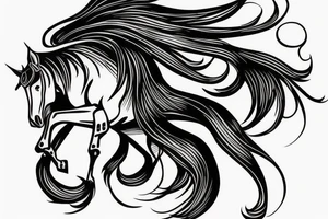 black horse with samurai tattoo idea