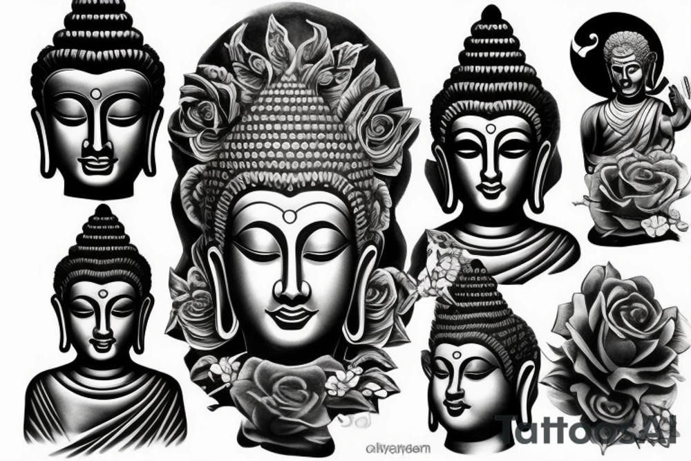Cameo shadow buddha tattoo idea