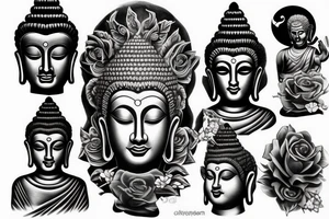 Cameo shadow buddha tattoo idea
