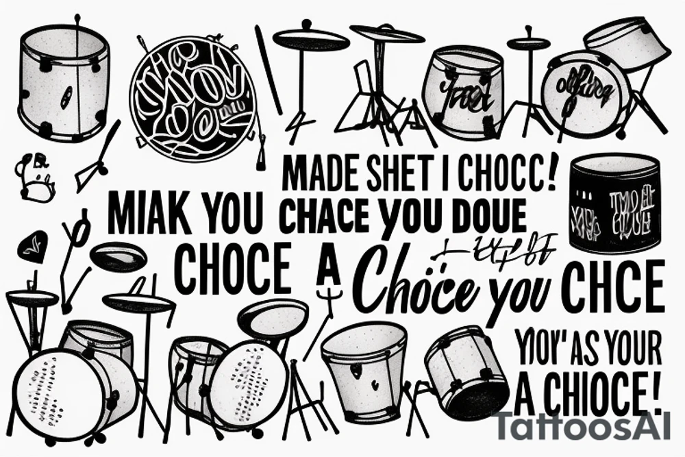 A drum kit which somehow incorporates the quote “If you choose not to decide, you still have made a choice” tattoo idea