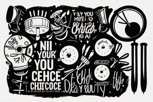 A drum kit which somehow incorporates the quote “If you choose not to decide, you still have made a choice” tattoo idea