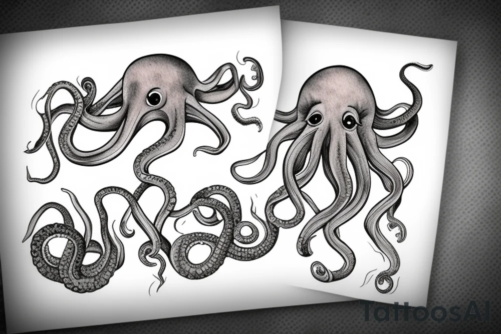 Octopus under water tattoo idea