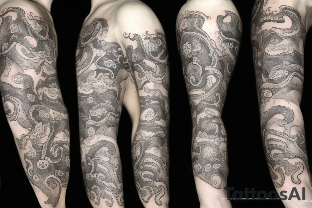Octopus under water tattoo idea