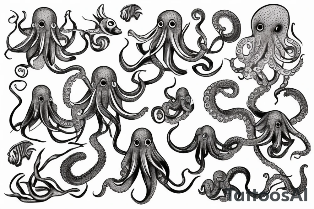 Octopus under water tattoo idea