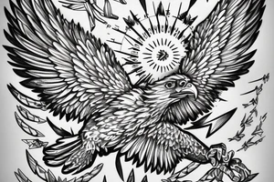 Eagle, detailed, compass, wings tattoo idea
