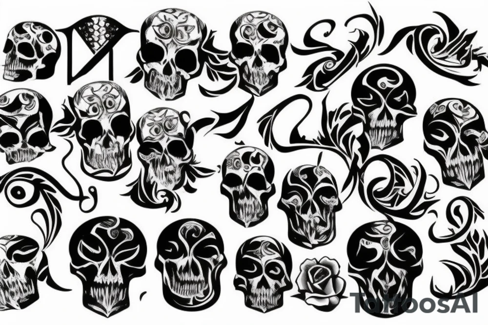 The letters SUBDWHYS with skull tattoo idea