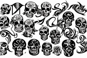 The letters SUBDWHYS with skull tattoo idea