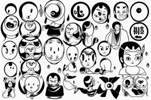 Cameo winking buddhist monk tattoo idea