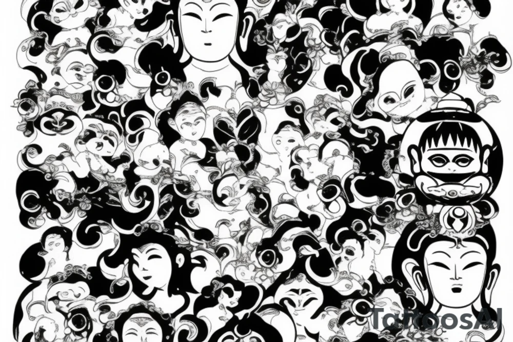 Cameo winking buddha tattoo idea