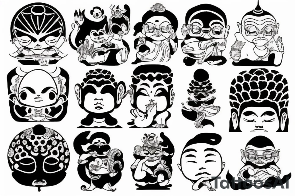 winking buddha tattoo idea
