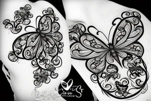 Butterfly with flowers and vines with infinity sign tattoo idea