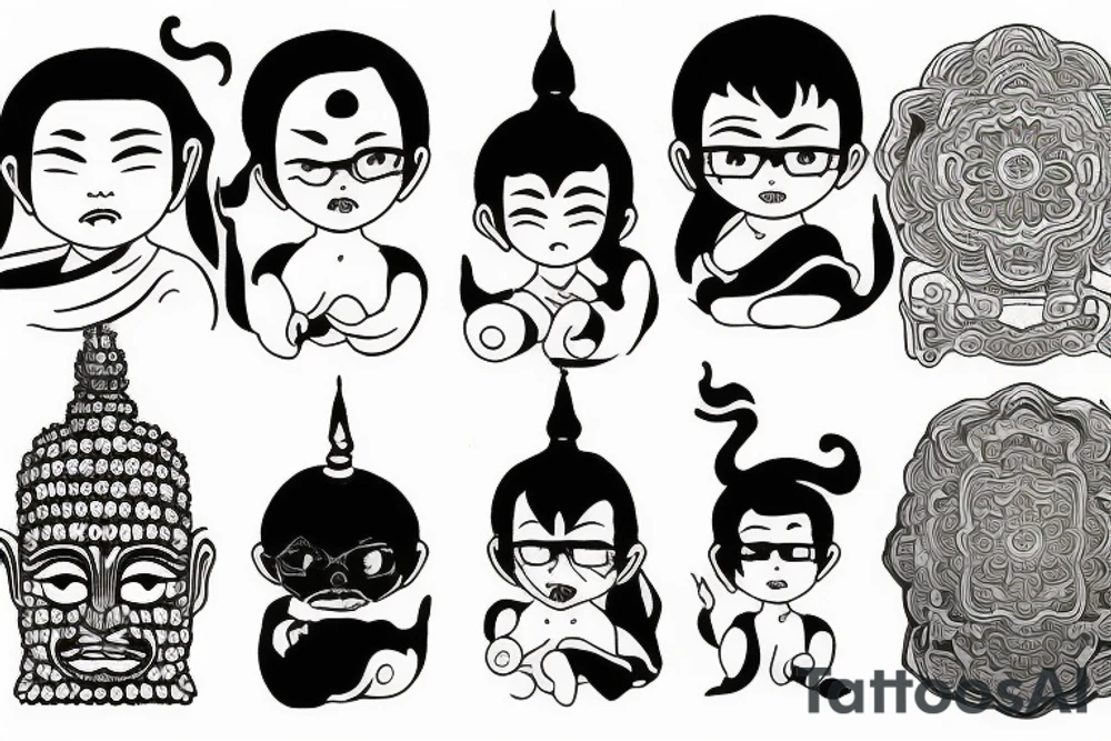 winking buddha tattoo idea