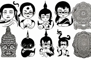 winking buddha tattoo idea