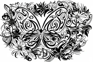Butterfly with flowers vines with infinity sign tattoo idea
