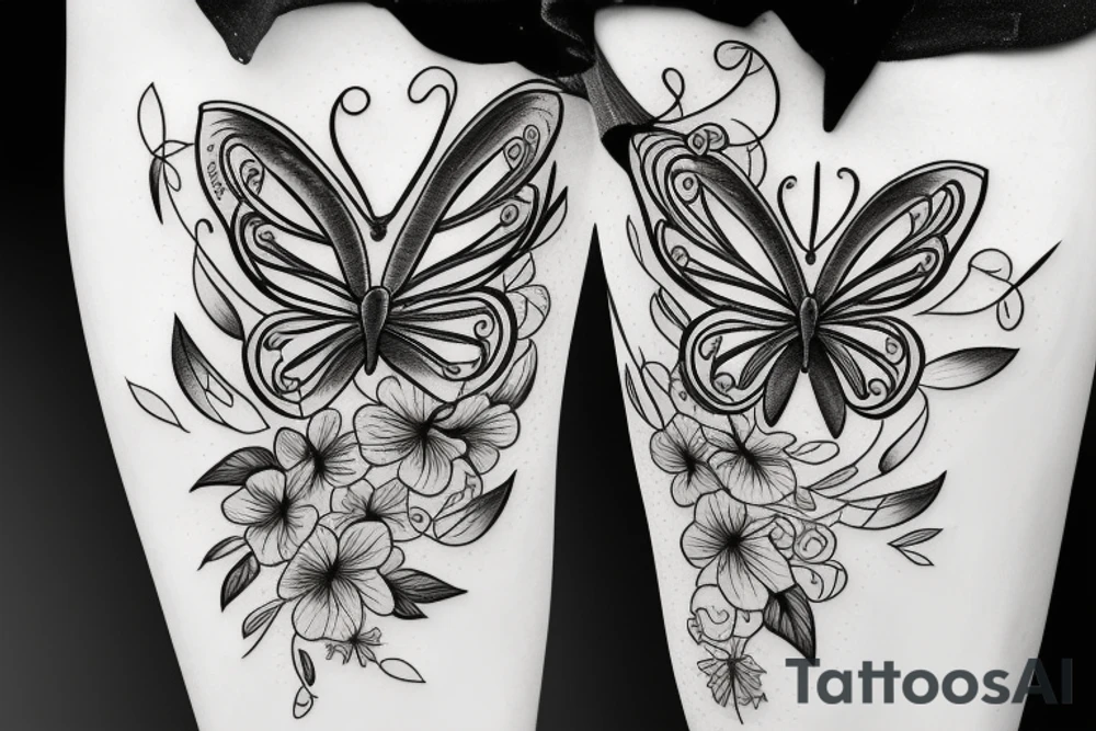 Butterfly with flowers vines with infinity sign tattoo idea