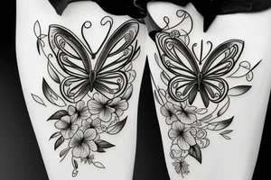 Butterfly with flowers vines with infinity sign tattoo idea