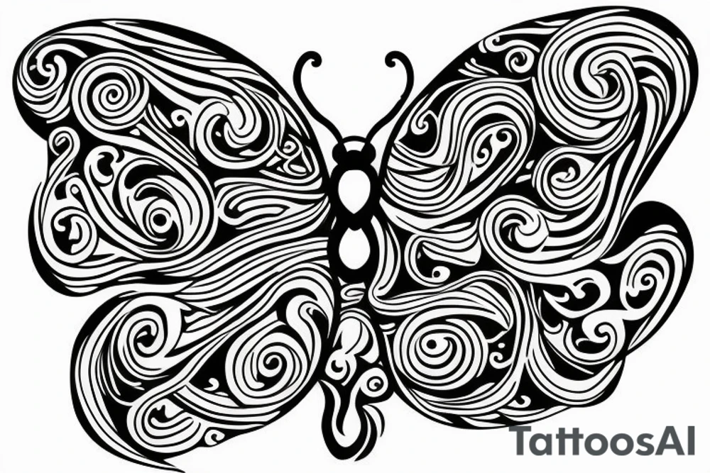 Butterfly with vines tattoo idea