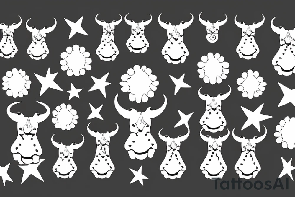 a lamb with two large horns with a star in the center tattoo idea