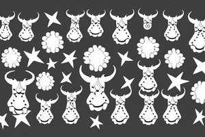 a lamb with two large horns with a star in the center tattoo idea
