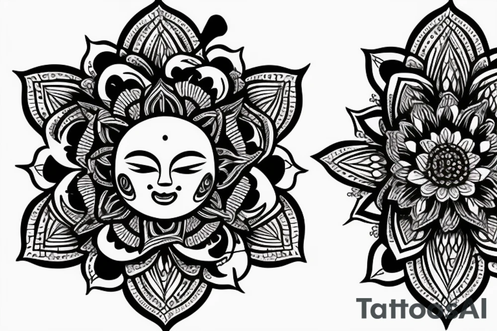 wink buddha lotus flower tattoo idea