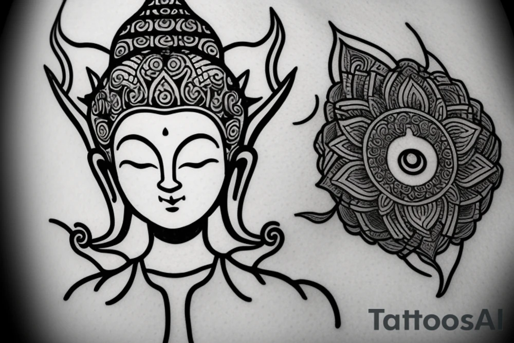 wink buddha lotus flower tattoo idea