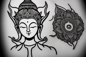 wink buddha lotus flower tattoo idea