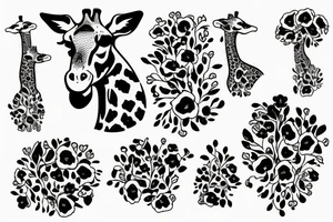 giraffe with poppies tattoo idea