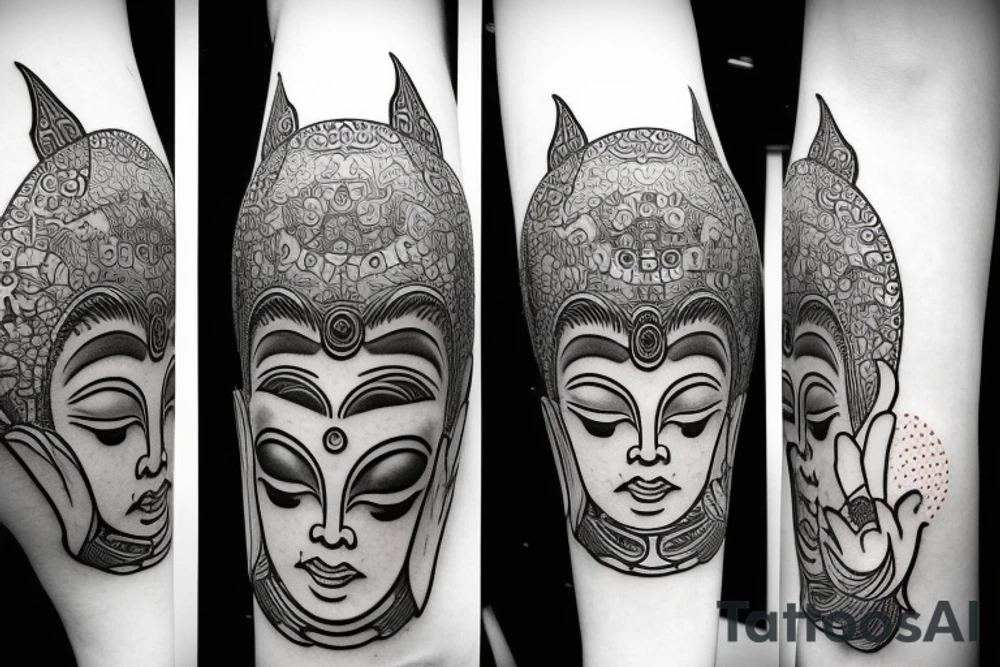 wink buddha lotus cameo tattoo idea