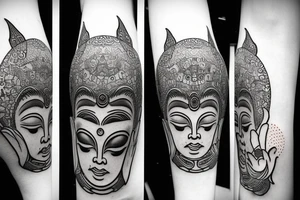 wink buddha lotus cameo tattoo idea