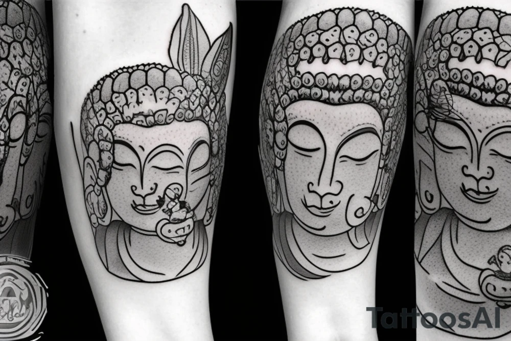 wink buddha lotus cameo tattoo idea