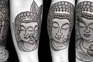 wink buddha lotus cameo tattoo idea