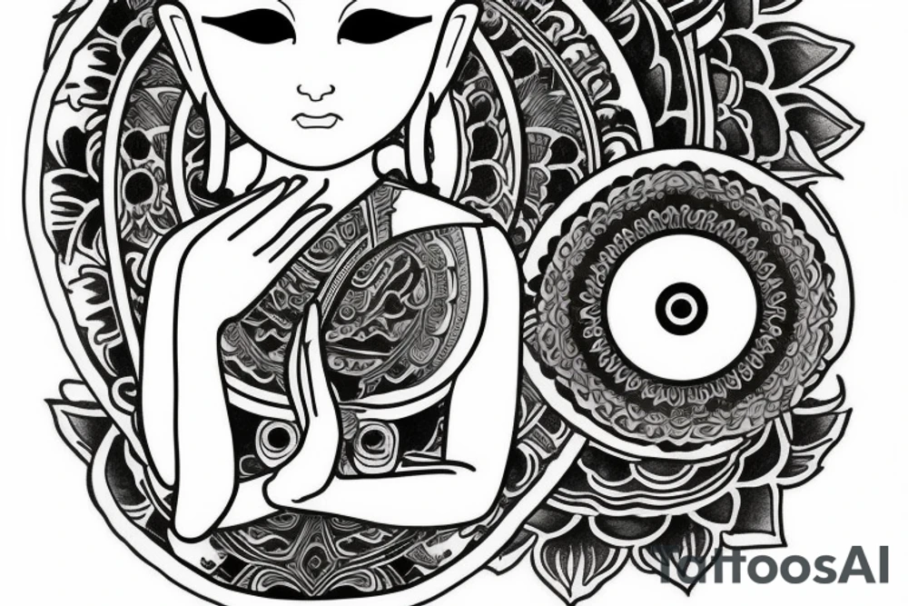 wink buddha lotus cameo tattoo idea