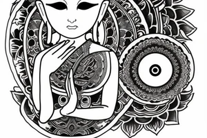 wink buddha lotus cameo tattoo idea