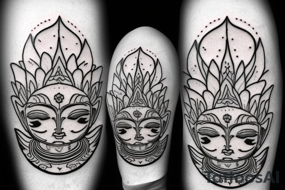 wink buddha lotus cameo tattoo idea