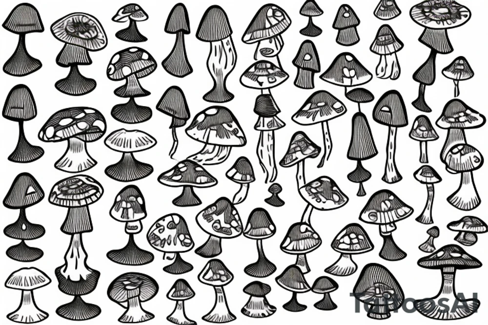 artificial intellegence binary code mushrooms tattoo idea