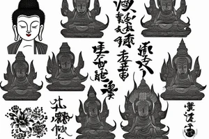 winking buddha lotus cameo tattoo idea
