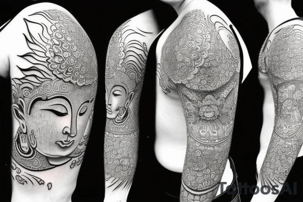 winking buddha lotus cameo tattoo idea