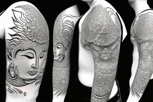 winking buddha lotus cameo tattoo idea