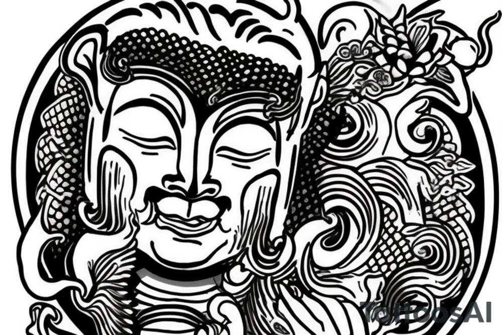 winking buddha coming out of lotus tattoo idea