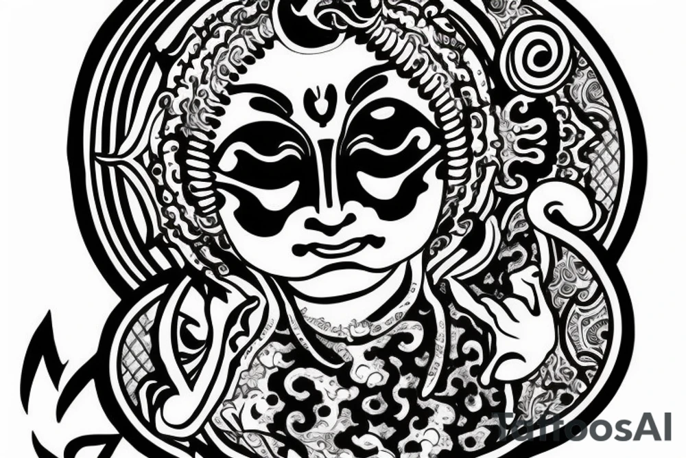 winking buddha coming out of lotus tattoo idea