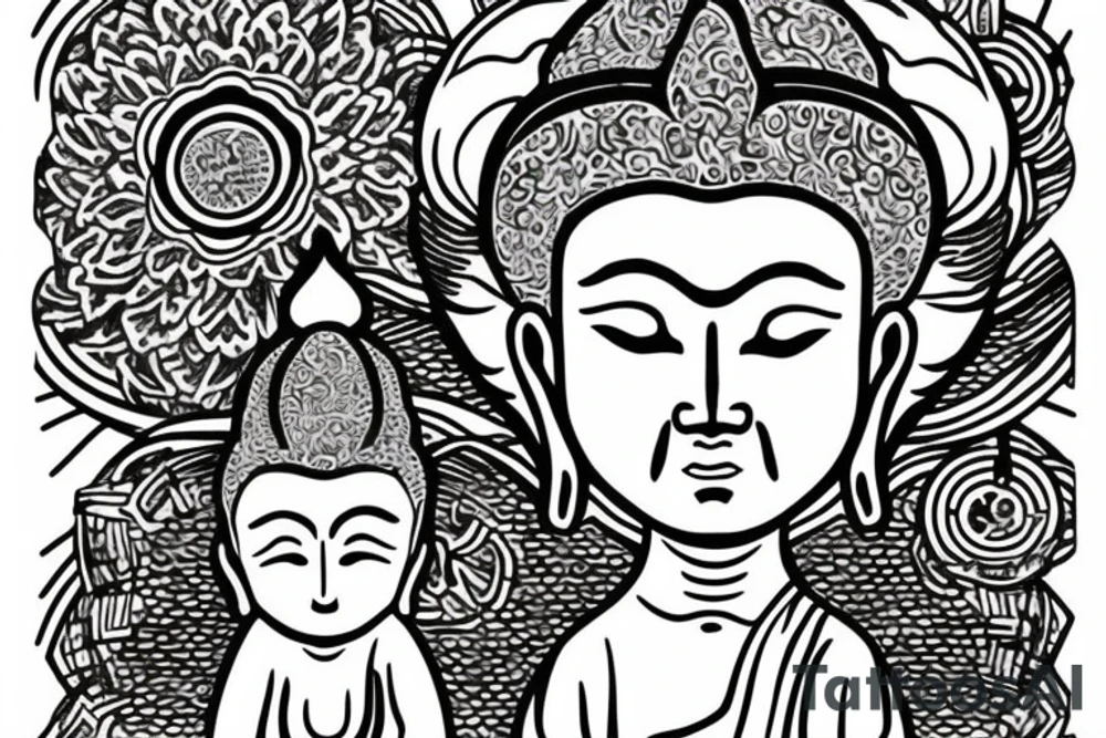winking buddha coming out of lotus tattoo idea