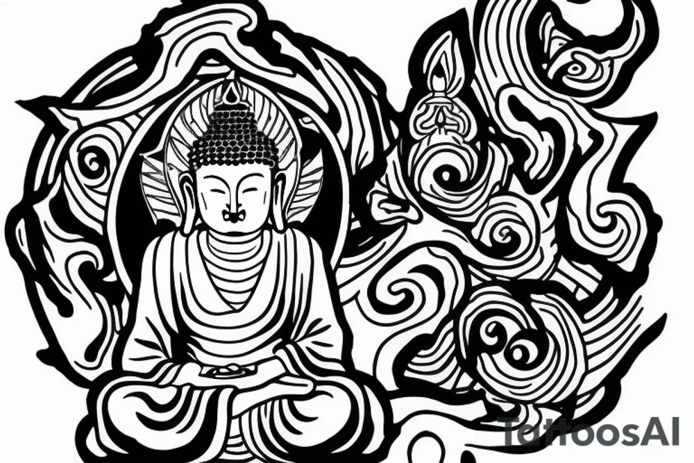 winking buddha coming out of lotus tattoo idea