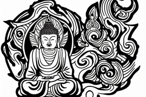 winking buddha coming out of lotus tattoo idea