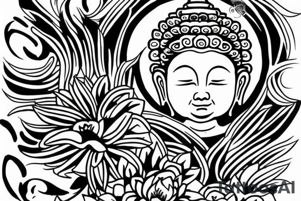 winking buddha coming out of lotus tattoo idea