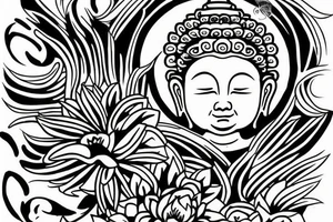 winking buddha coming out of lotus tattoo idea