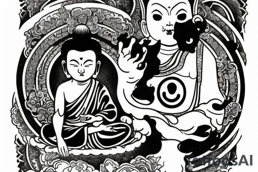 winking buddha coming out of lotus tattoo idea