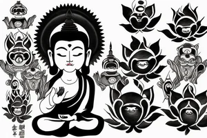 winking buddha coming out of lotus tattoo idea