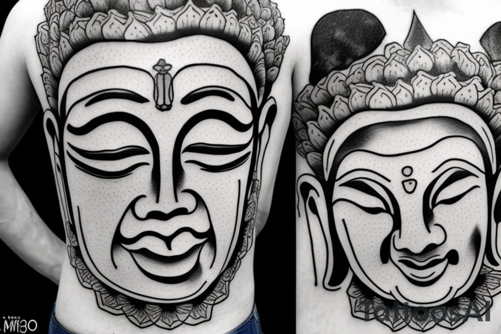 winking buddha coming out of lotus tattoo idea